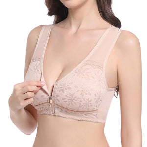 Plus Size Front Closure Wireless Bra Lace Women Underwear