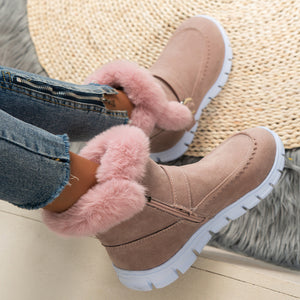 Plus Size Round Toe Flat Solid Color Buckle Fashion Boots