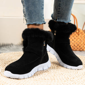 Plus Size Round Toe Flat Solid Color Buckle Fashion Boots