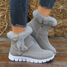 Cargar imagen en el visor de la galería, Plus Size Round Toe Flat Solid Color Buckle Fashion Boots
