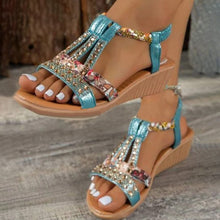 Cargar imagen en el visor de la galería, Women&#39;s Casual Rhinestone Wedge Round Toe Sandals
