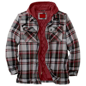 Shirt Jacket for Men Button and Zip Closure Plaid Thickened Loose Men's Casual Jacket Color Matching