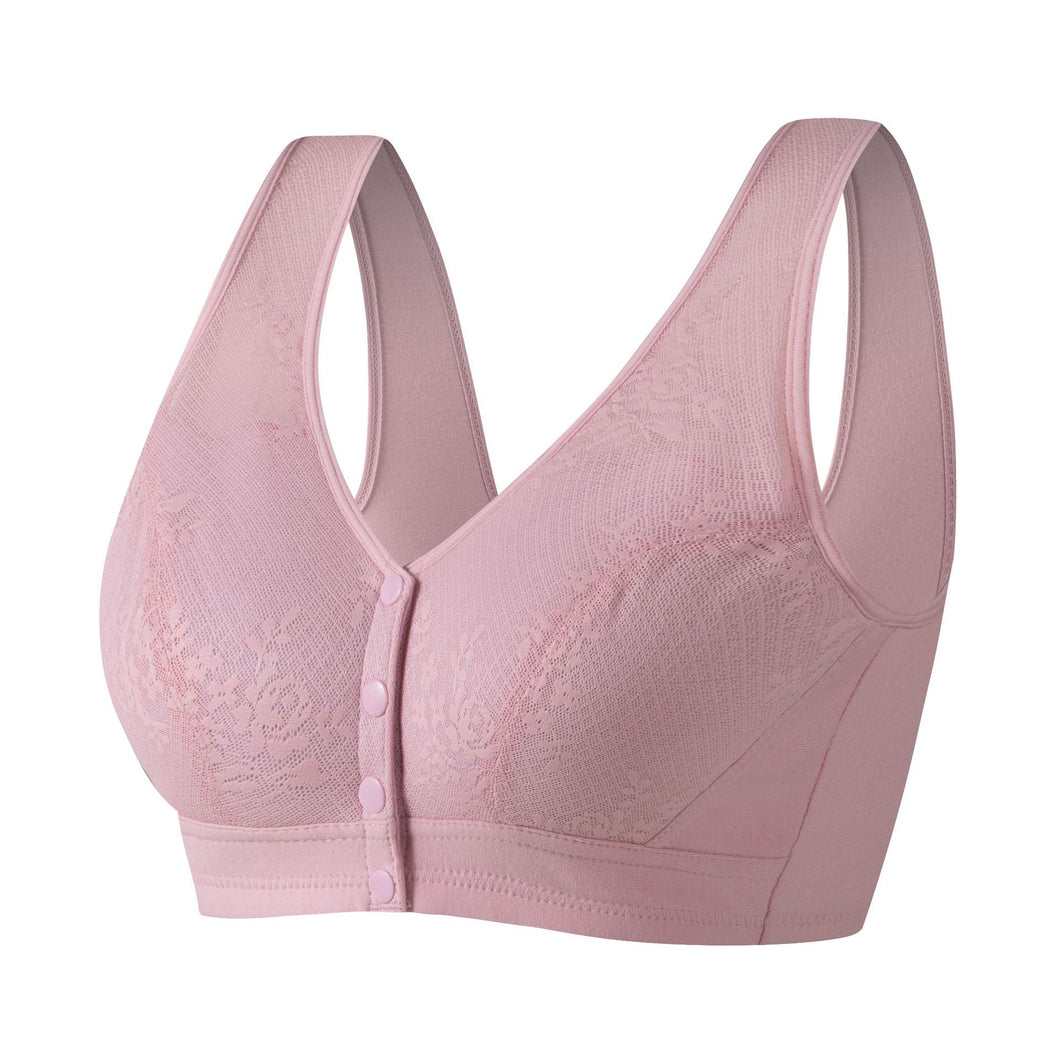 Ladies Soft Cotton Front Button Wireless Bra