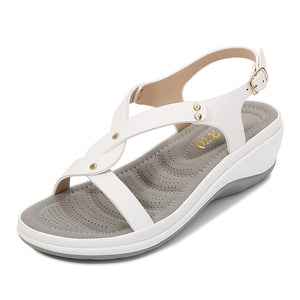 Women's Solid Round Toe Wedge Sandals