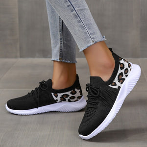 Ladies Round Toe Mesh Breathable Flat Sneakers