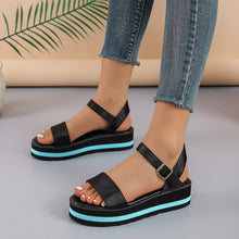 Cargar imagen en el visor de la galería, Women&#39;s Color Block Round Toe Buckle Sandals
