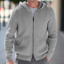 Cargar imagen en el visor de la galería, Men Hooded Knitted Sweater Jumper Cardigan Outwear Hooide Casual Long Sleeve Top
