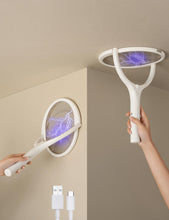 Load image into Gallery viewer, Rotating Head Rechargeable Fly Swatter with Telescopic Extensions
