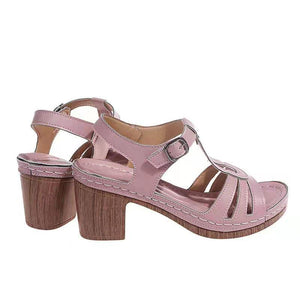 Summer women's metal buckle hollow high-heeled sandals