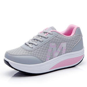 Autumn women's mesh thick-soled sports shoes