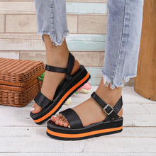 Cargar imagen en el visor de la galería, Women&#39;s Color Block Round Toe Buckle Sandals
