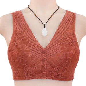 Ladies Soft Cotton Lace Front Button Bra