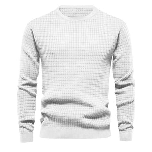 Mens Autumn And Winter Casual Loose Knitted Checkered Round Neck Hatless Versatile Long Sleeve Sweater