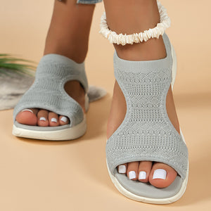 Women's Fish Mouth Knitted Wide Foot Sandals