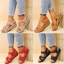 Cargar imagen en el visor de la galería, Women&#39;s round toe platform Velcro sandals
