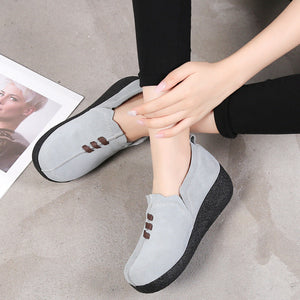 Round toe fly woven mesh thick sole ladies casual shoes