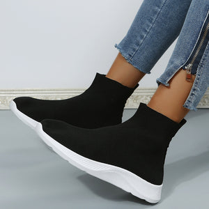 Women's casual breathable high top elastic socks shoes