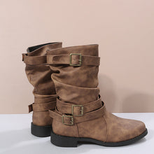 Cargar imagen en el visor de la galería, 2024 new mid-tube flat bottom Martin women&#39;s autumn British style knight boots
