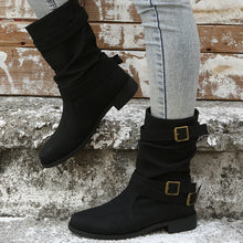 Cargar imagen en el visor de la galería, 2024 new mid-tube flat bottom Martin women&#39;s autumn British style knight boots
