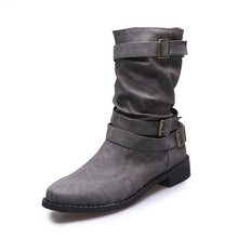 Cargar imagen en el visor de la galería, 2024 new mid-tube flat bottom Martin women&#39;s autumn British style knight boots
