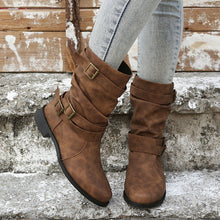 Cargar imagen en el visor de la galería, 2024 new mid-tube flat bottom Martin women&#39;s autumn British style knight boots
