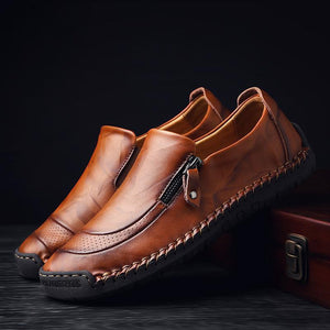 2024 Men Hand Stitching Zipper Slip-ons Shoes