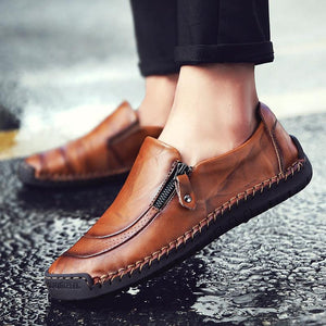 2024 Men Hand Stitching Zipper Slip-ons Shoes