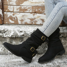 Cargar imagen en el visor de la galería, 2024 new mid-tube flat bottom Martin women&#39;s autumn British style knight boots
