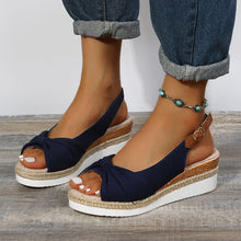 Cargar imagen en el visor de la galería, 2024 Women&#39;s Hemp Rope Bow Wedge Casual Sandals
