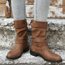 Cargar imagen en el visor de la galería, 2024 new mid-tube flat bottom Martin women&#39;s autumn British style knight boots
