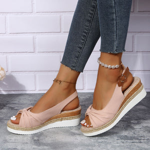 2024 Women's Hemp Rope Bow Wedge Casual Sandals