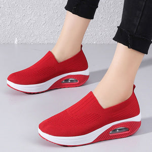 Thick-soled flying woven air cushion women's shoes