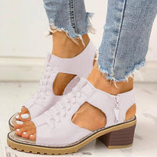 Cargar imagen en el visor de la galería, Sursell Peep Toe Cutout Zipper Chunky Heeled Sandals
