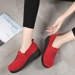 Round toe fly woven mesh thick sole ladies casual shoes