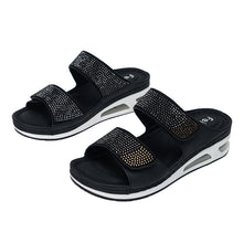 Cargar imagen en el visor de la galería, Women&#39;s Air Cushion Wedge Sandals With Rhinestones
