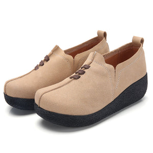 Round toe fly woven mesh thick sole ladies casual shoes